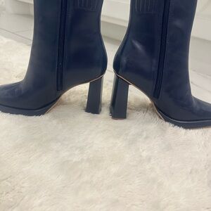 Steve Madden Navy Block Heel Zip Boots